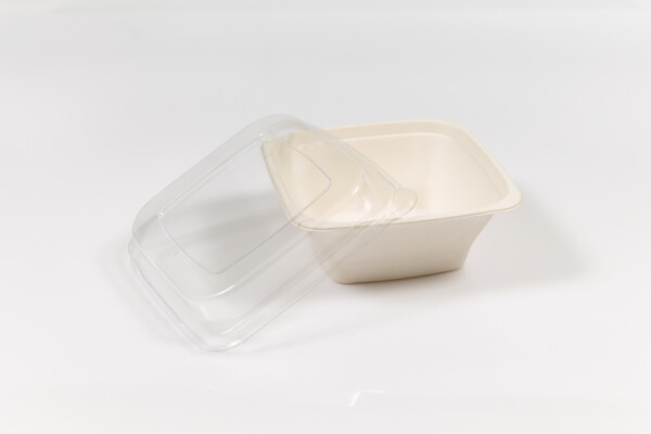 Caserolă biodegradabilă pătrată pentru salată cu capac, 40oz, 18x18x11 cm [50 buc]