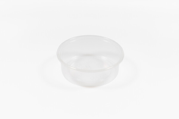Caserola alim. rotunda, transp. 150 mlPP, cu capac transp. [100b]
