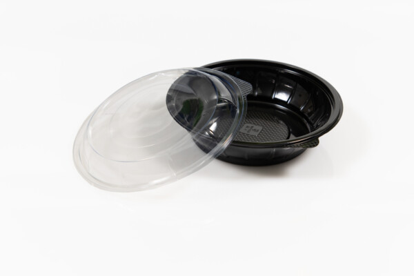 Caserola salata neagra/transparenta+capac transo. 1000ml (PET)