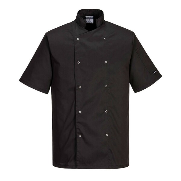 Jacheta bucatar Cumbria Chefs Jacket S/S C733 Portwest-Negru-2XL