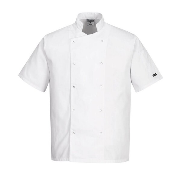 Jacheta bucatar Cumbria Chefs Jacket S/S C733 Portwest-Alb-M